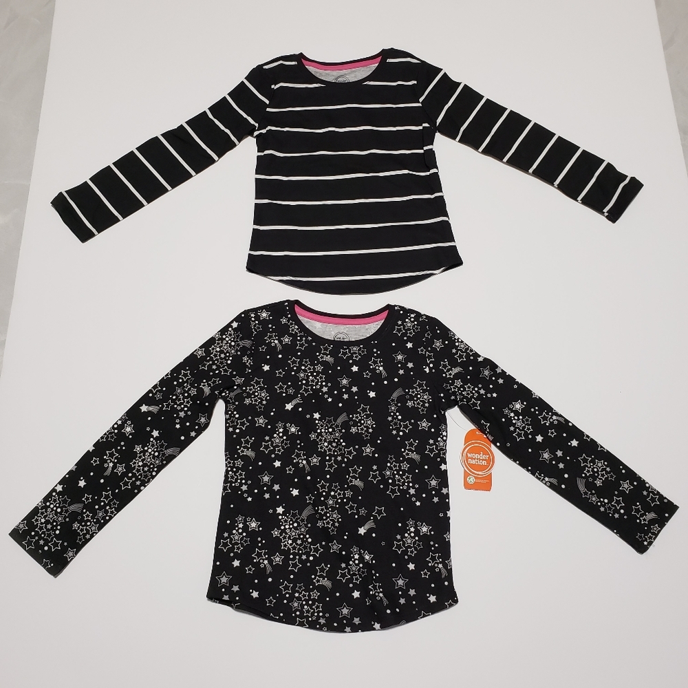 Wonder Nation Girls Long Sleeve T-Shirt Set.